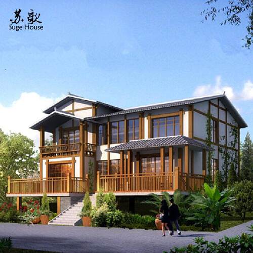 中式风格豪华轻钢别墅轻钢龙骨结构集成房屋厂家专业设计建造