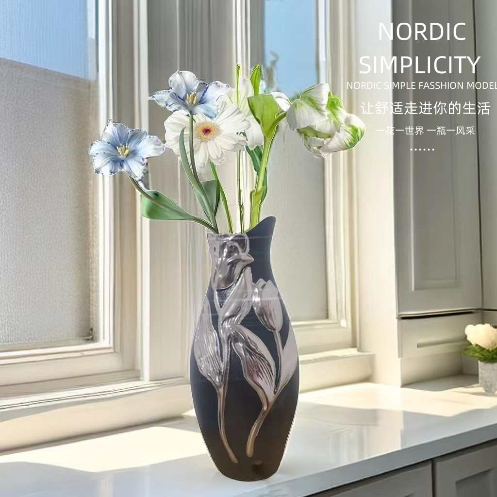 家居奢客厅繁花景德镇陶瓷郁金香轻装饰品插花摆设花瓶花瓶现代