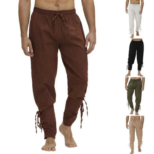 Men's ankle strap pants made of cotton and linen