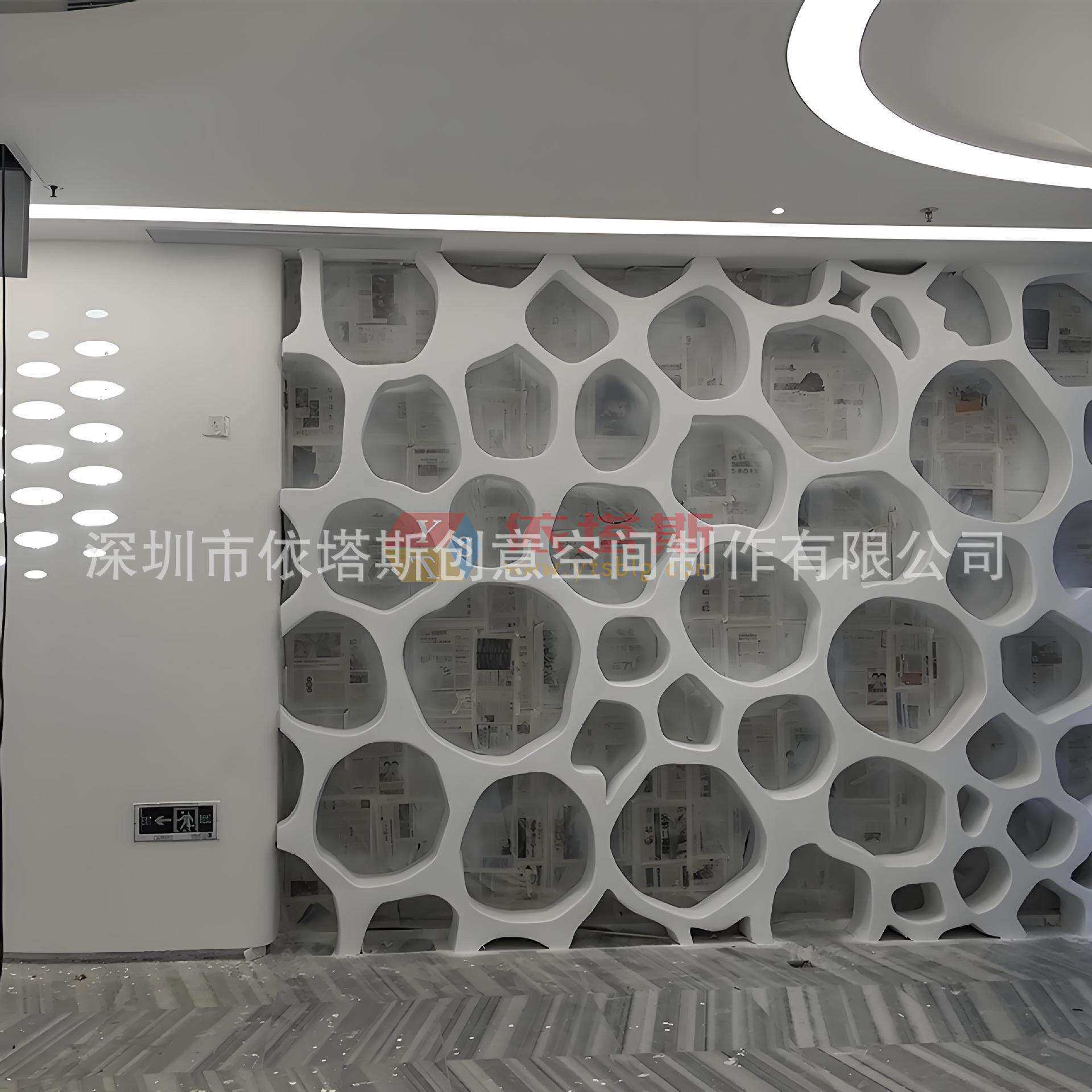 厂家白色玻璃钢围墙美陈装饰个性网纹墙面装饰 商务淡雅装修
