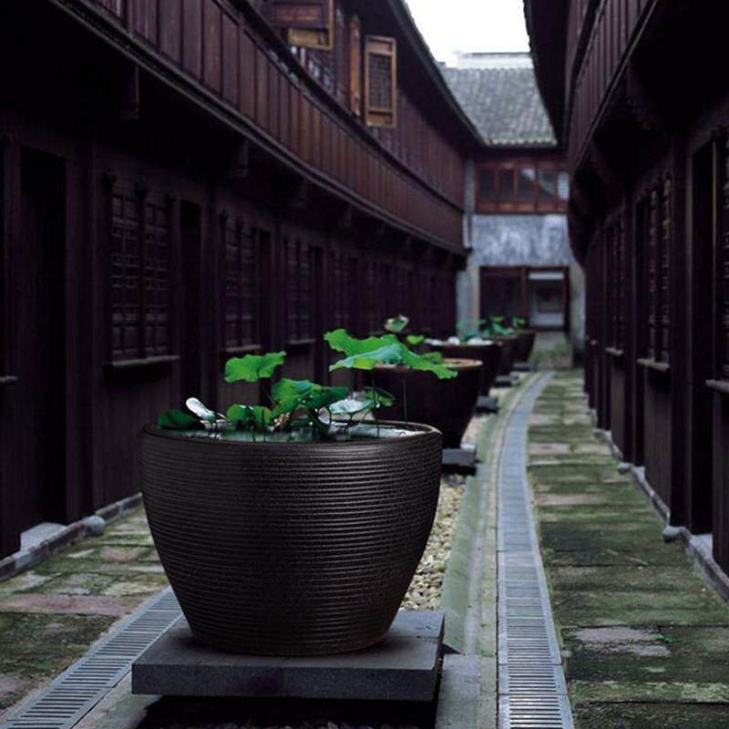 景德镇陶瓷睡莲缸大号陶瓷水缸家用荷花缸盆栽养鱼缸庭院招财大缸