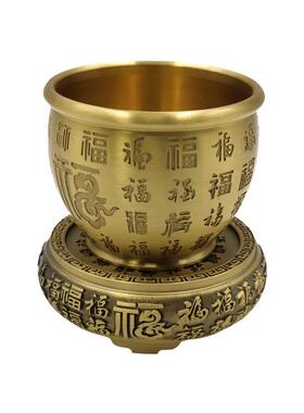黄铜百福缸桌面小摆件烟灰缸书房装饰品米缸聚宝盆招财进宝摆件
