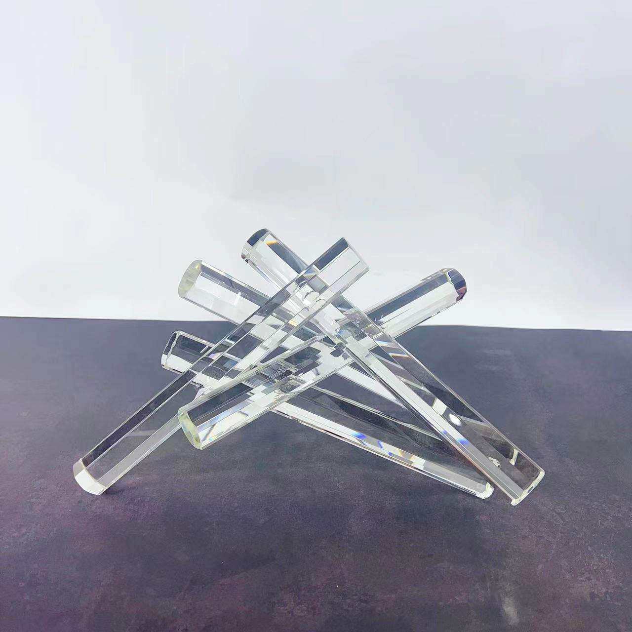 简约创意水晶玻璃工艺品几何积木摆件样板房售楼处桌面电视柜软装