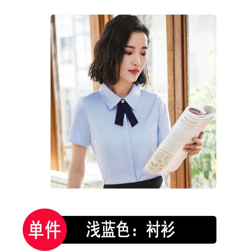正品餐厅服务员前台工作服酒店短袖20女20夏装季新款套正职业白衬图片