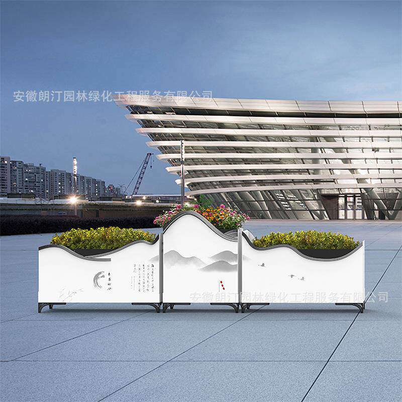 朗户外花箱组合学位校单汀景观绿化花坛中国赤子初心槽风隔断花创