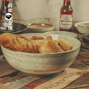 碗碟套装 创意盘子日式 餐盘陶瓷菜盘粗陶碗盘家用Ins餐具复古碗
