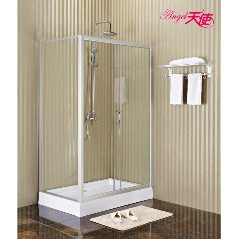 L型/长方形/弧形淋浴房简易沐浴房3C钢化玻璃隔断 砂银铝合金浴室