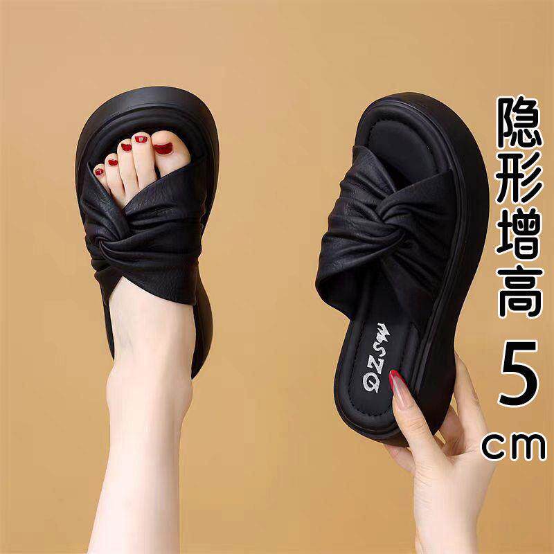 香港真皮厚底凉拖鞋女夏季外穿2026新款软底不累脚配裙子沙滩凉鞋