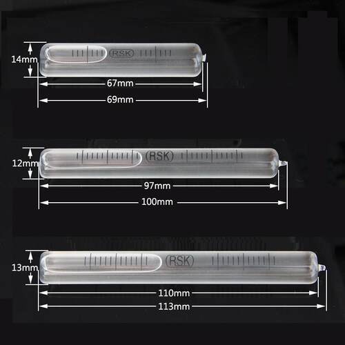 全玻璃长条水平泡高精度0.02mm/m条形4秒气泡水平RSK圆柱水准泡珠