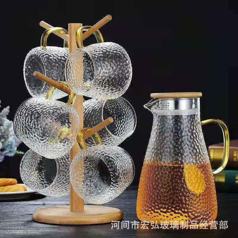 家用冷水壶水杯套装玻璃大容量凉水壶茶水分离温茶器茶则