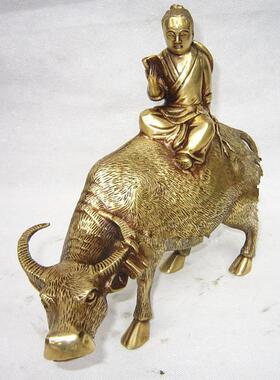 黄铜牛摆件 童子牧牛 黄铜牛 书童牧牛牧童骑牛办公室摆件