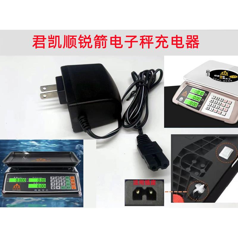 适用锐箭锐剑电子秤君凯顺台称折叠秤双孔两个孔6V充电线源冲电器