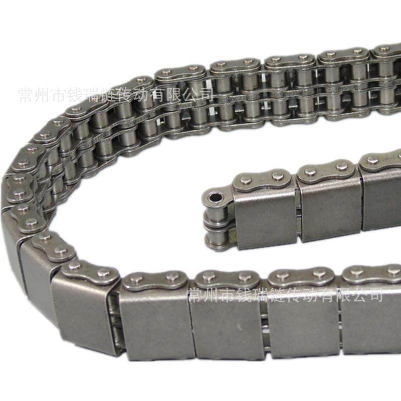 08B-U2板盖板输送链坦克链U盖板输送4链条型分双排橡781胶盖输送