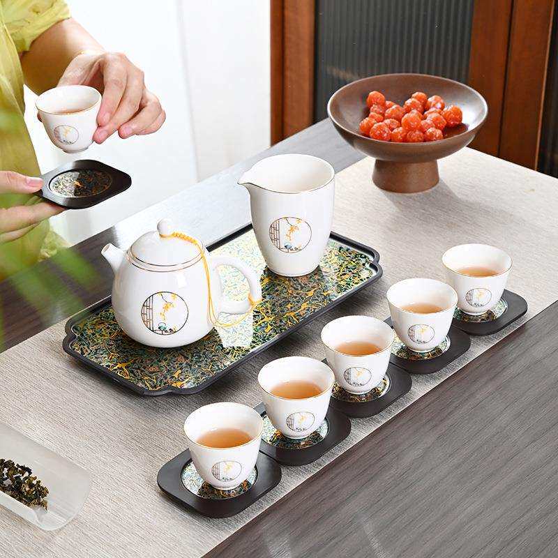 大漆电木干泡茶盘茶杯垫套装新中式家用简约托盘会客干泡台组合