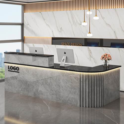 公司前台收银柜台办公宾馆酒店接待台定制转角吧台物业汽修商铺柜
