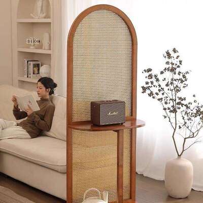 中式风藤屏编屏关风隔断客厅玄实木折DMV叠小挡户型遮入户简约卧