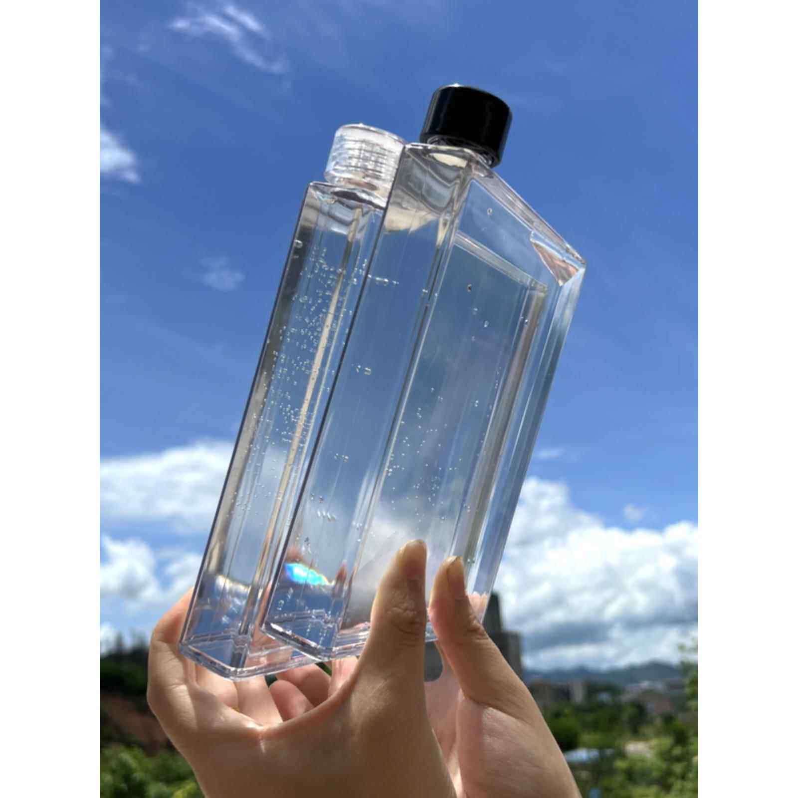 方形立体扁平形水杯A5纸张书本杯简约透明塑料耐高温创意便携杯子