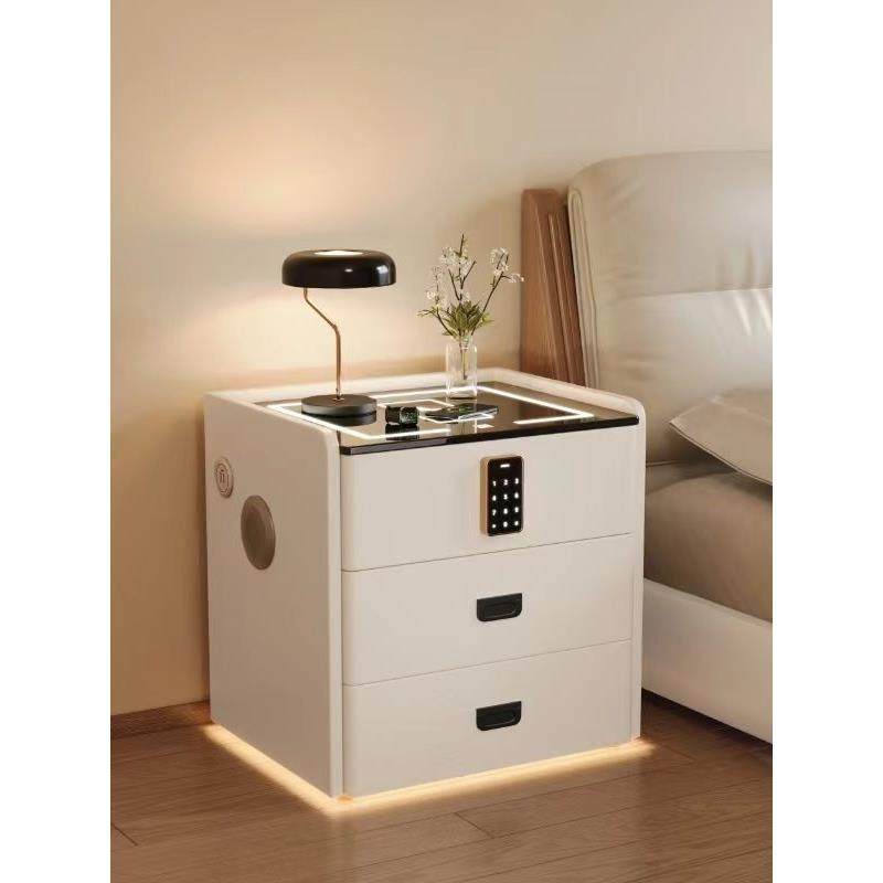 2025新人款智能实19床头柜体感应灯约木简轻奢家用卧室多功能床边