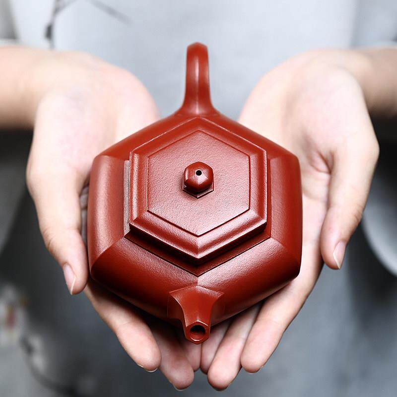 宜兴紫砂壶国工纯全手工原矿大红袍家用泡茶壶茶具套组 大彬六方