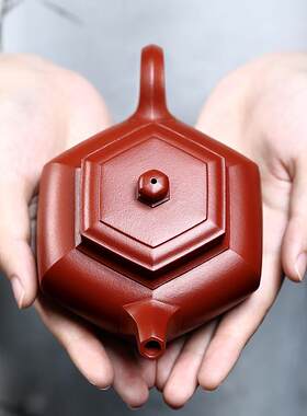 宜兴紫砂壶国工纯全手工原矿大红袍家用泡茶壶茶具套组 大彬六方