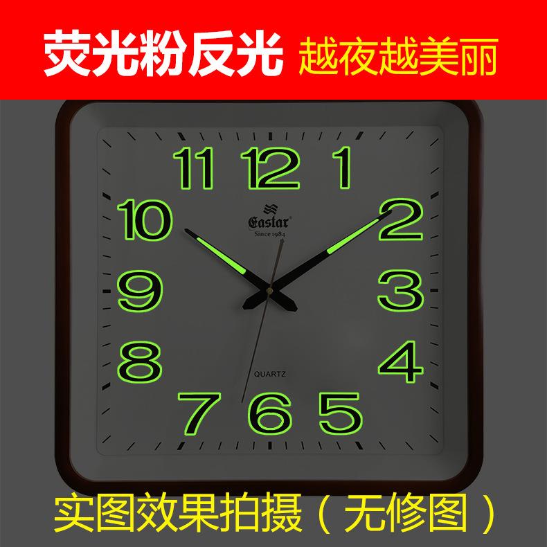 新款直销挂钟客厅简约塑胶家用钟表夜光夜视数字跨境热卖方形石英