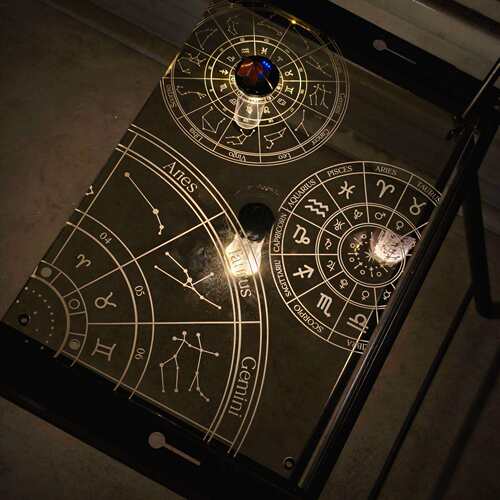 跨境新款星座igt单元板亚克力反光灯罩透明黑透氛围