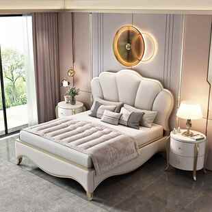 美床式 轻奢实木双现代简约1.8米人床公主床876主卧室物储家具床