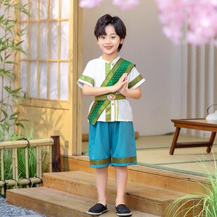 正品三月三少数儿族风服装儿壮族舞蹈男童汉服女童演出服幼民园童