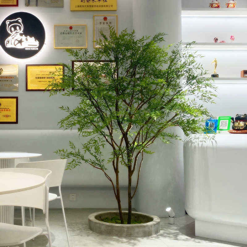 大型仿真树南天竹绿植室内外楼梯口枯山水软装造景装饰植物假树