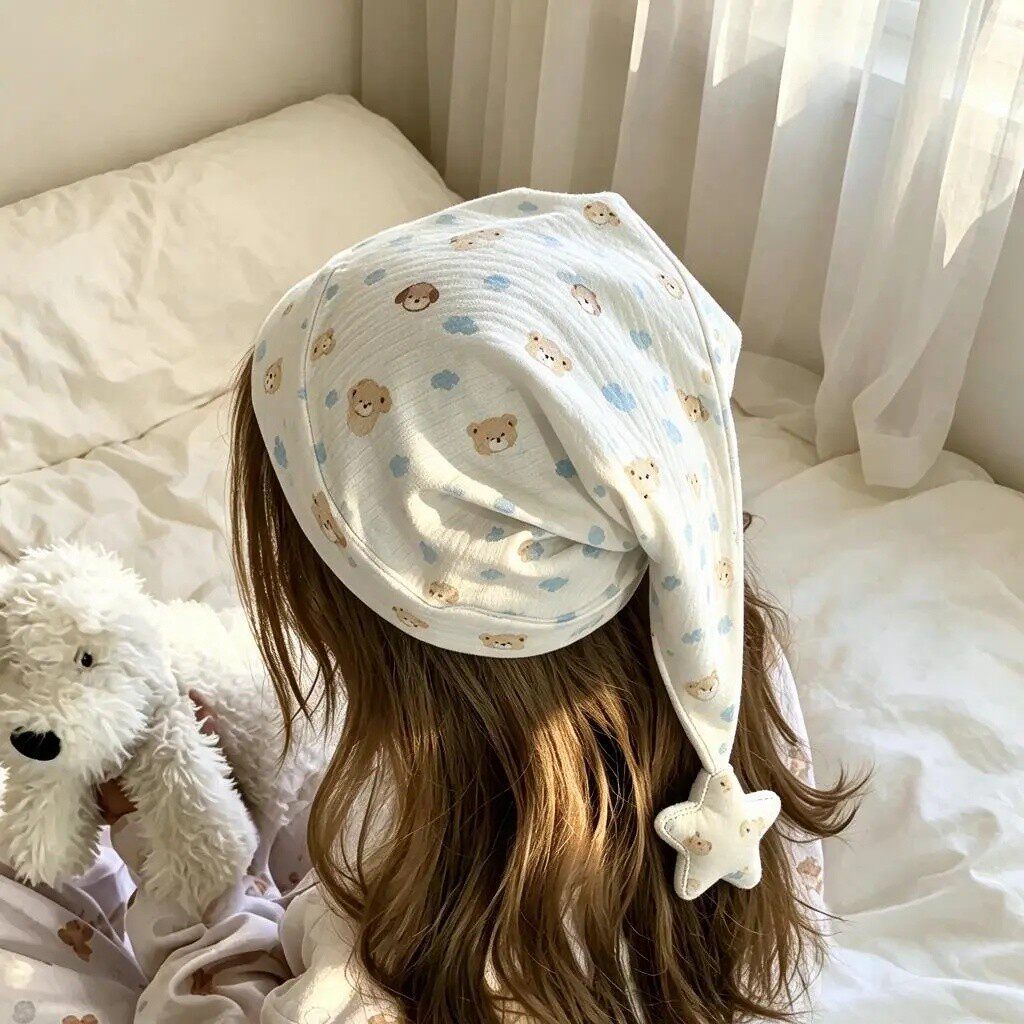 【睡觉专用】女款睡帽尖尖帽产妇帽月子睡帽夏季空调防吹头帽浴帽