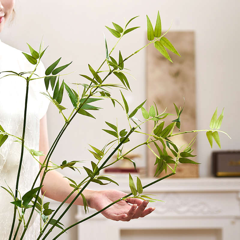 簕竹枝竹叶假植物中式客厅禅意装饰花瓶摆设仿生绿植茶几装饰