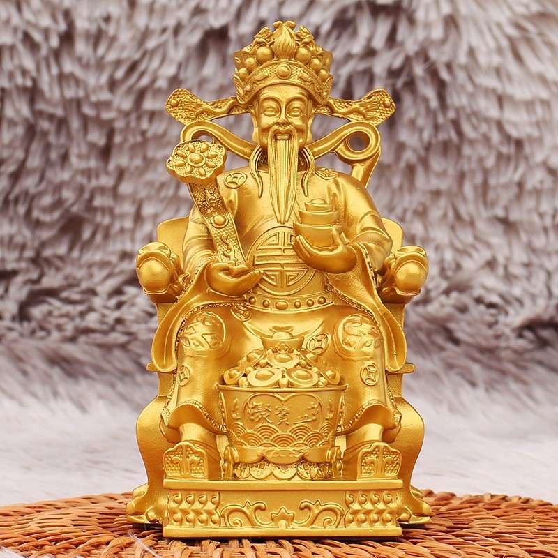 金色元宝财神像家用供奉店铺开业生意兴隆地摊小件金属工艺品摆件