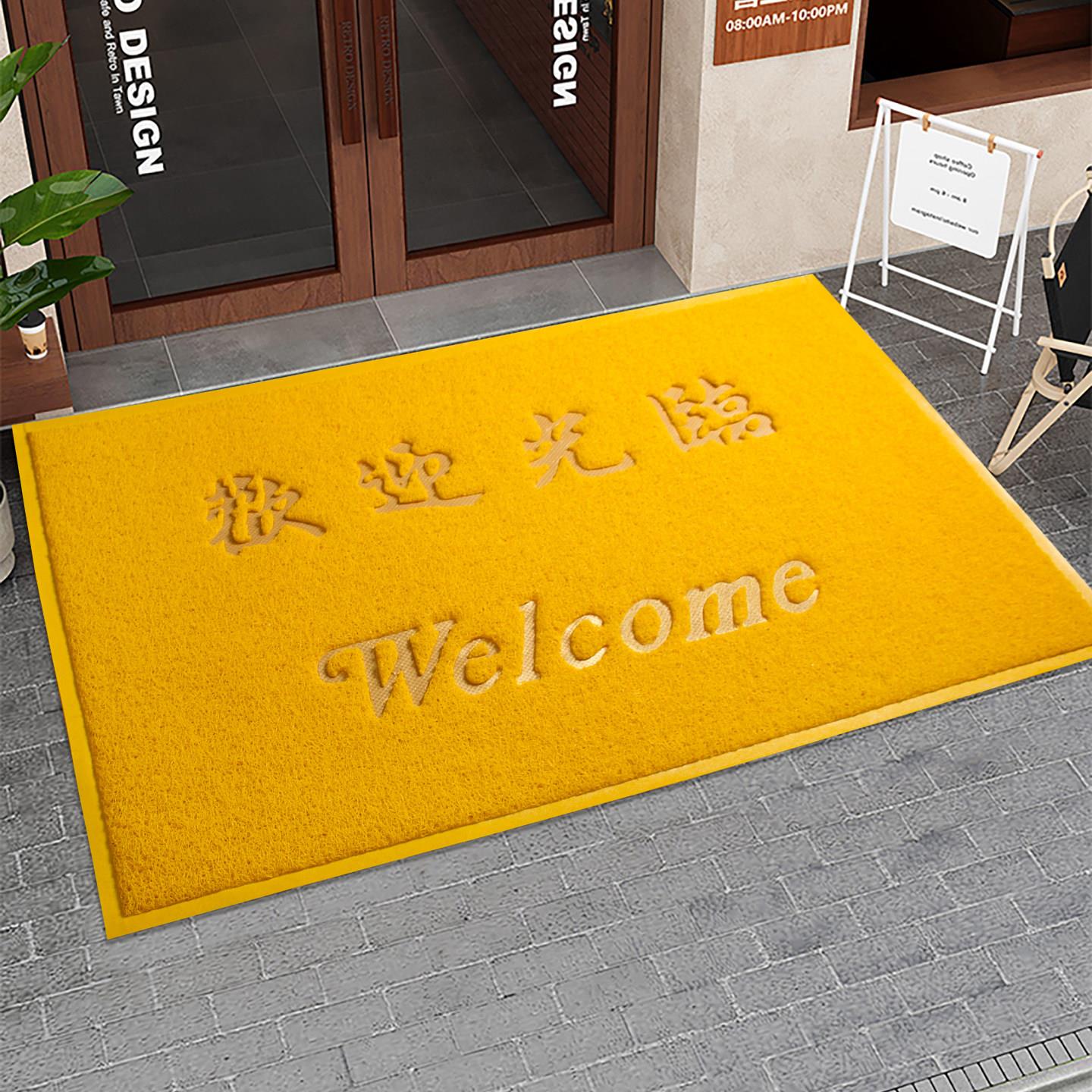 进门入户金色风水欢迎光临门垫室外地毯防滑脚垫出入平安黄色地垫
