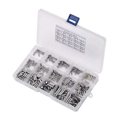 450pcs 不锈钢304 GB119圆柱销 M2M3M4组合套装盒装螺纹耐磨