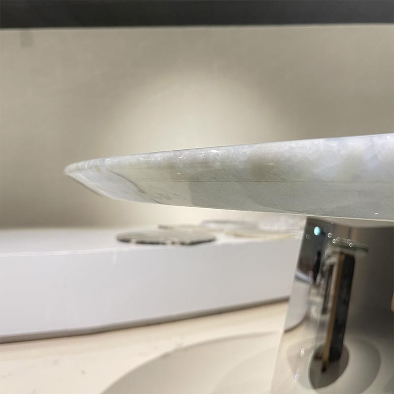 定制天PPI然锈大理石餐台脚意利圆大形岩板桌脚支架不钢镜面桌腿