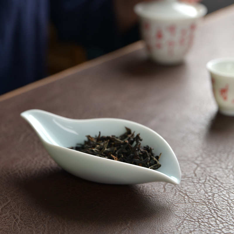 茶荷陶瓷家用赏茶醒茶茶则茶勺原生白瓷分茶器创意功夫茶道配件