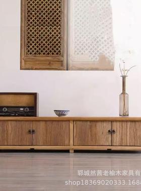 中式老榆木餐边柜客厅装饰老门板电视柜做旧落75216地储物柜实木