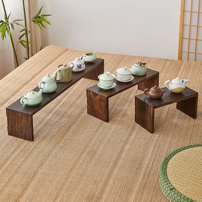 烧桐木茶杯架实木中式桌面置物架收纳架组合茶具展示架紫砂新品