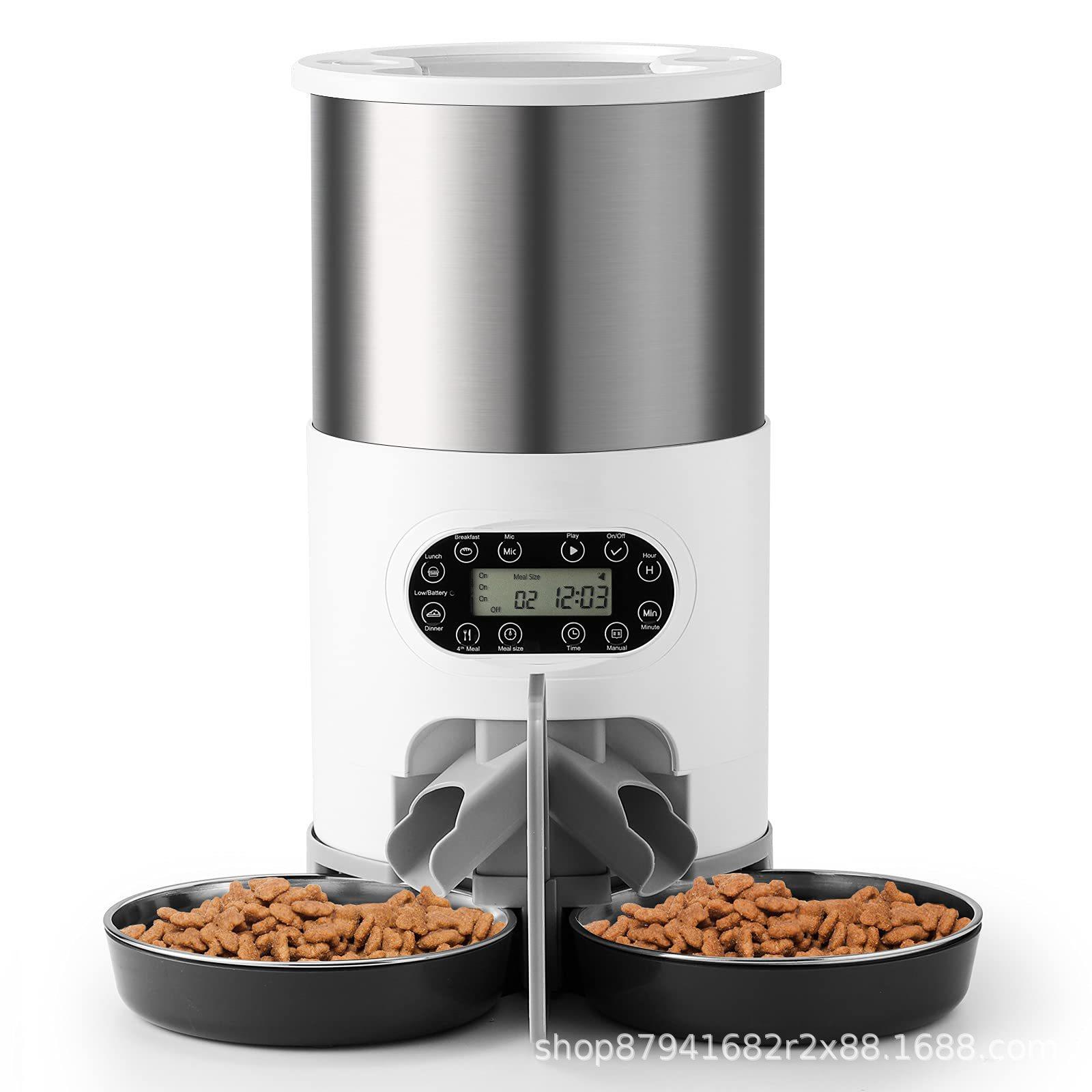 宠物自动喂食器定时定量4.5L智能可app单双不锈钢碗双碗不锈钢