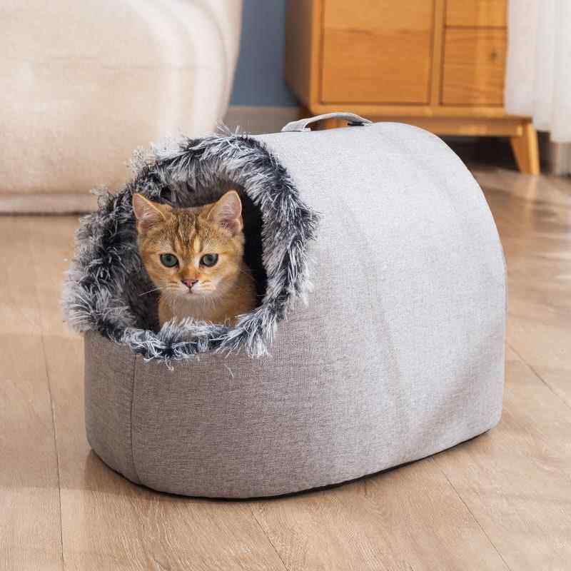 正品睡猫窝寒冬天保暖封闭式安全感加厚毛绒袋冬季防外提出手宠物
