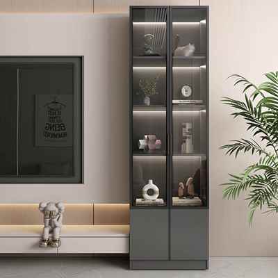 定制酒柜展示侧边立柜置物客厅收纳钢化玻璃门订做书架实木生态板