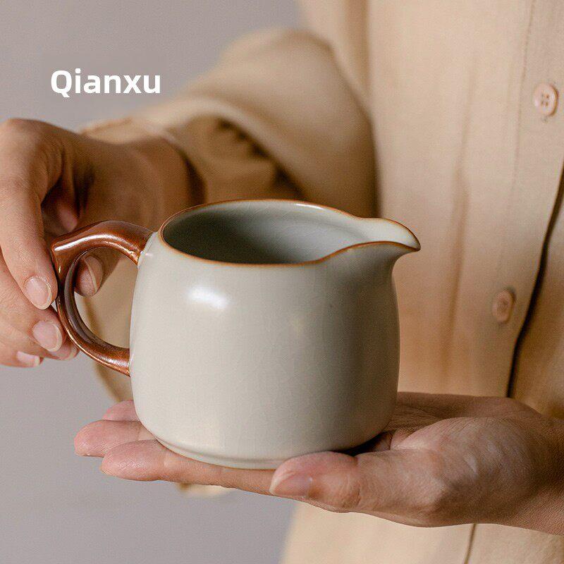 米色如窑南海博览会杯陶瓷大防烫男杯均匀杯茶海茶隔板高端开放式