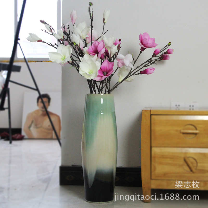 景德镇现代陶瓷落地大花瓶花插 颜色釉落地花瓶 家饰批发
