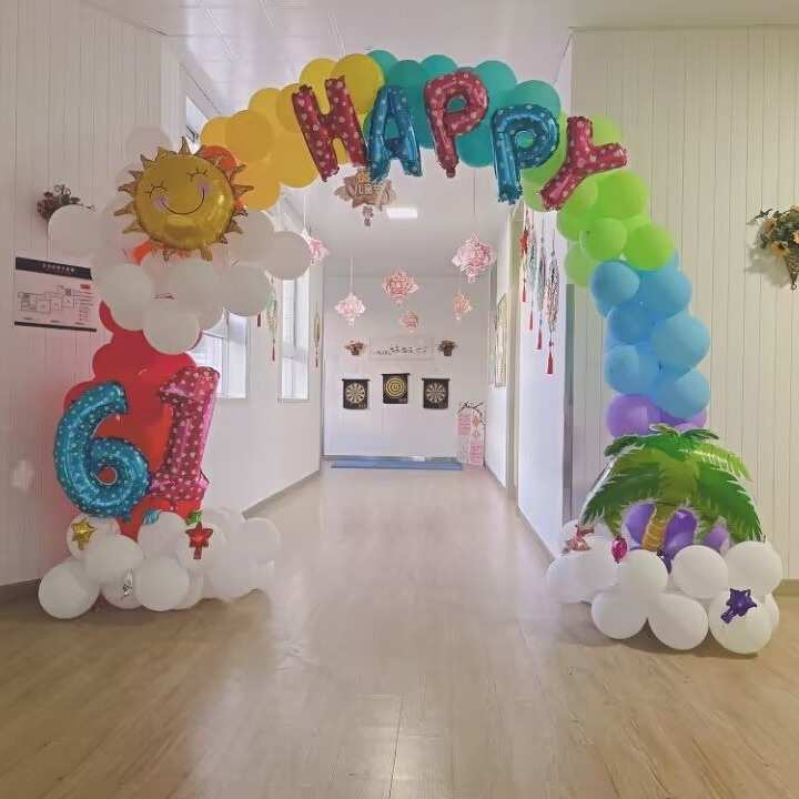 六一儿童节幼儿园卡通拱门气球布置舞台活动用品学校门口氛围装饰