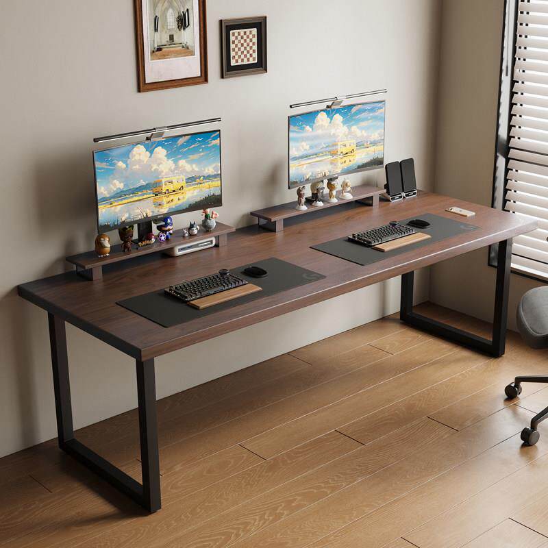 全实木电脑台式桌家用一字板书桌简约现代办公桌学习长条桌工作台