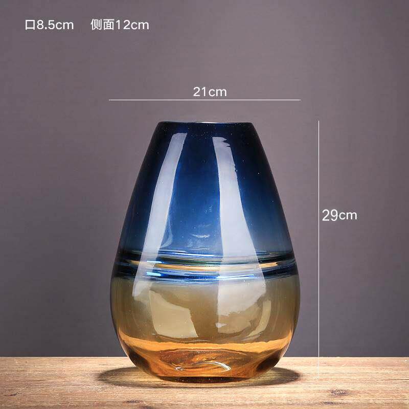 现代轻奢创意彩色玻璃花瓶摆件家居客厅水培插花花器软装餐桌玄关