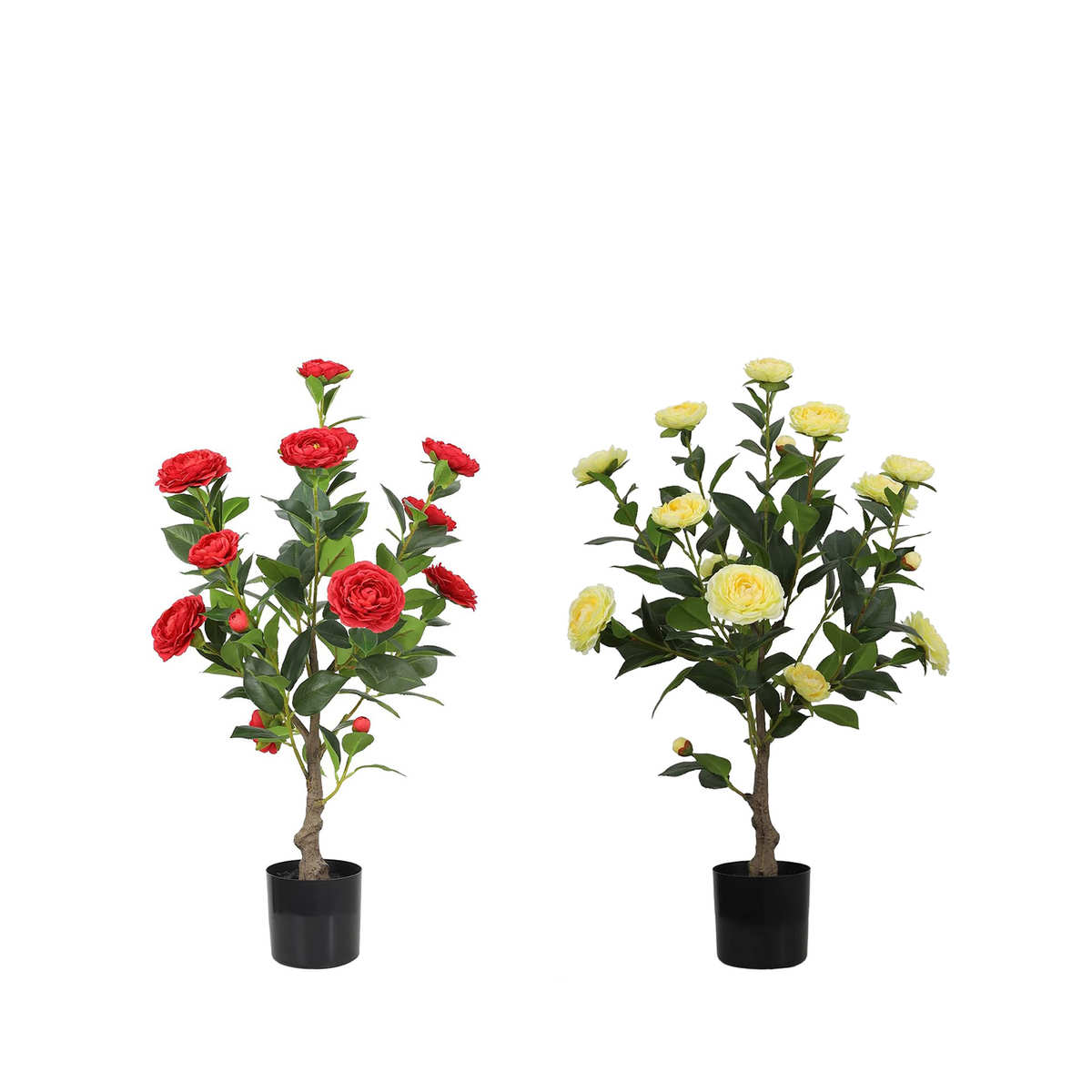 仿真树绿植茶花枝仿真茶花树摆件室内创意桌面假花绿植装饰