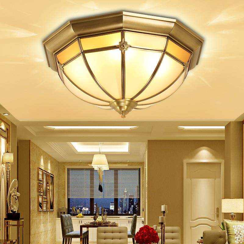 欧式全铜灯具阳台卧室吸顶灯纯铜灯饰焊锡灯室内调光智能护眼