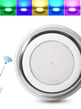 超薄led泳池灯户外全灌胶不锈钢挂壁水池灯12V七彩无线遥控水底灯