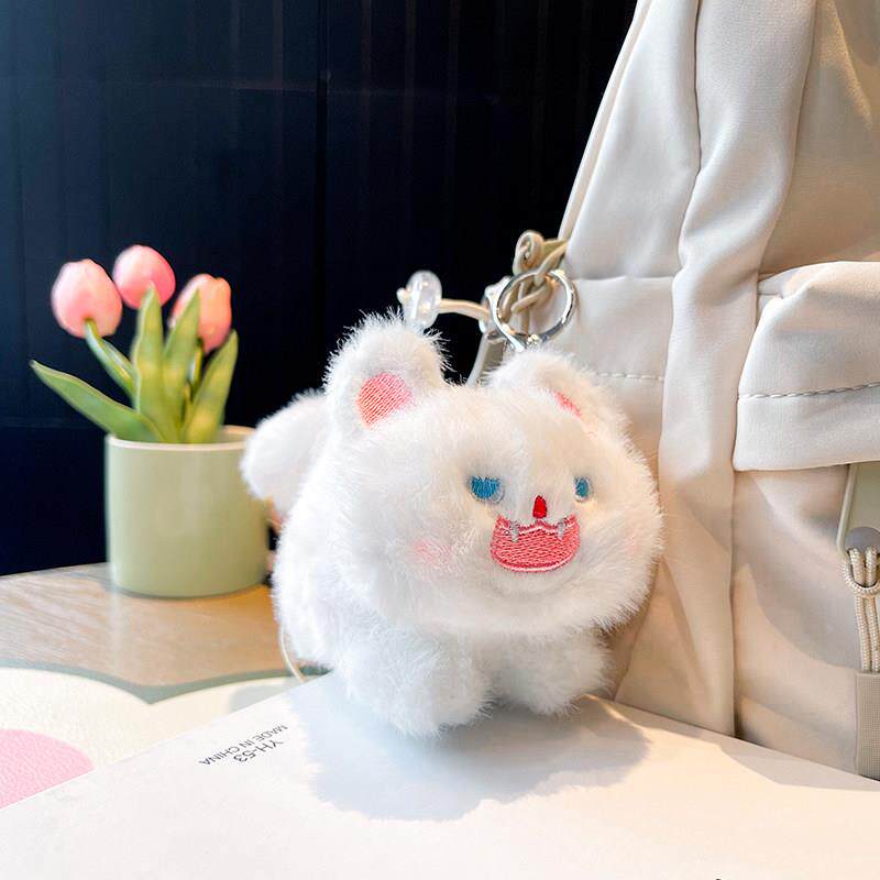 正版黑色炸毛小猫可摇尾巴毛绒玩偶包包挂件钥匙扣情侣一对礼物女